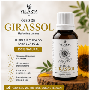 Óleo de Girassol 30 ml 100% Natural e Vegano