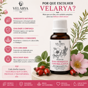 Óleo Rosa Mosqueta com Melaleuca 100% Natural e Vegano