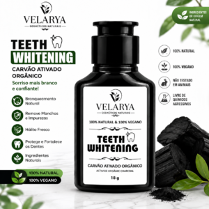 Carvão Ativado Natural para Higiene Bucal 18g 100% Natural e Vegano